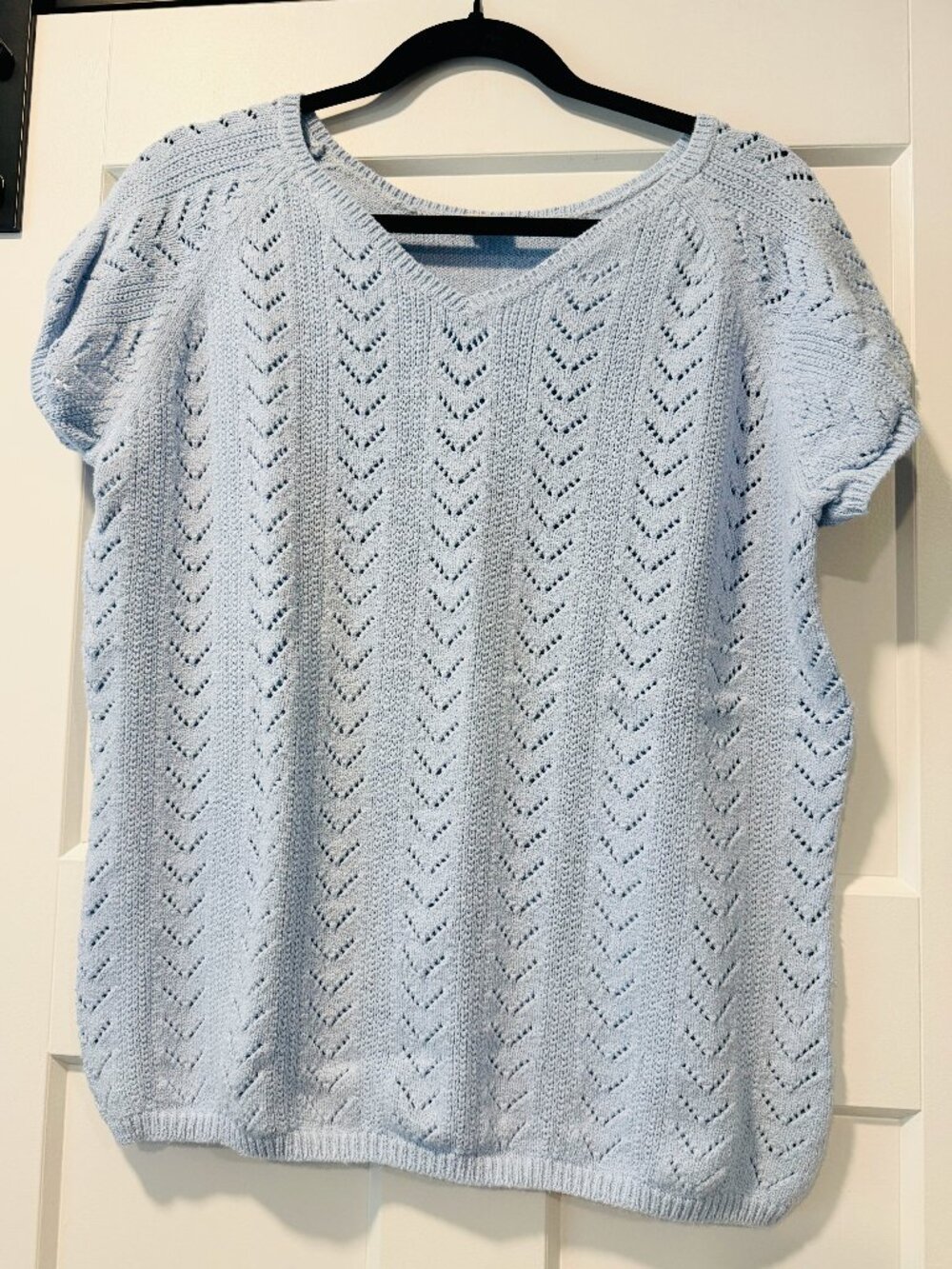 Vintage J. Jill Short-Sleeve Light Blue V-Neck Sweater Size XL